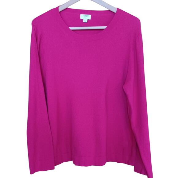 J. Crew Women's XXL Fuchsia Teddie Wool Blend Crewneck Sweater Preppy Academia - Picture 3 of 6